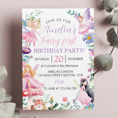Magical Fairy First Birthday Invitation
