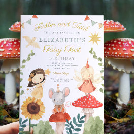 Magical Fairy First Birthday Mushroom Woodland Invitation