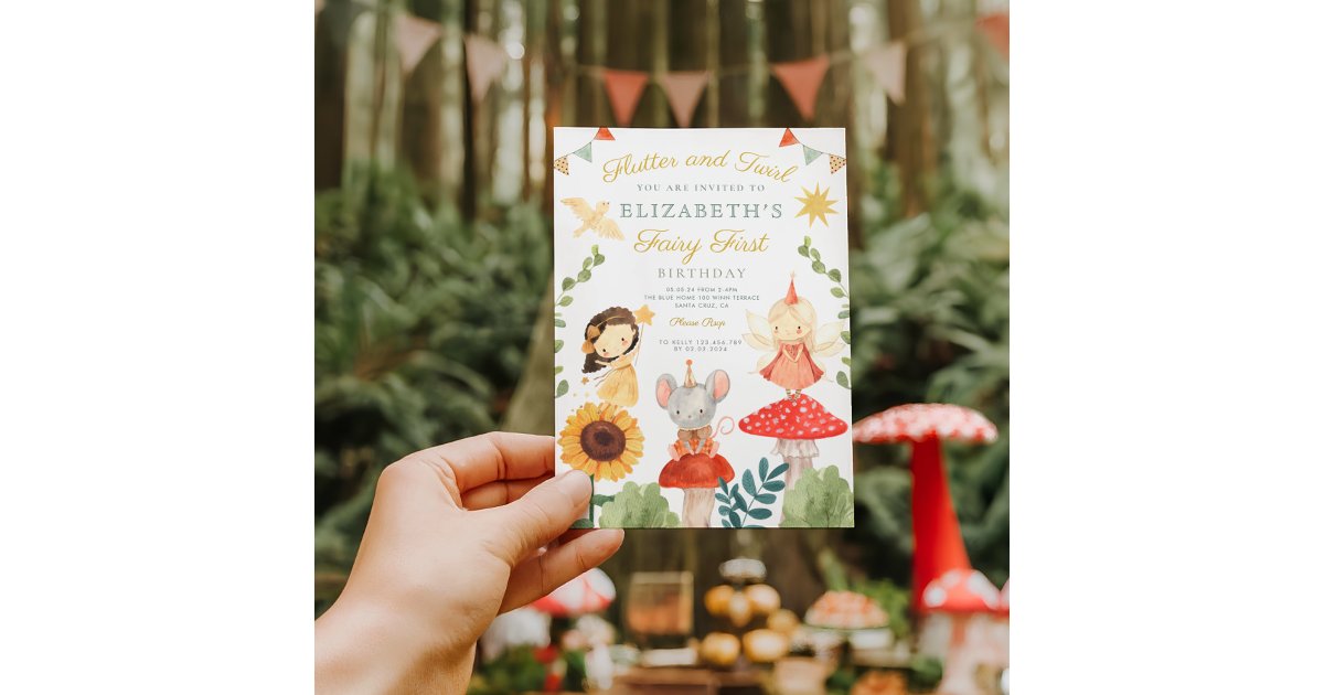 Magical Fairy First Birthday Mushroom Woodland Invitation | Zazzle