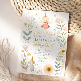Magical Fairy First Birthday Mushroom Woodland Invitation
