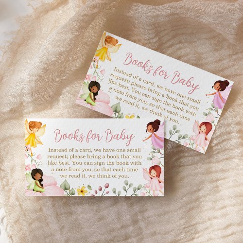 Magical Fairy Floral Baby Shower Books for Baby Enclosure Card