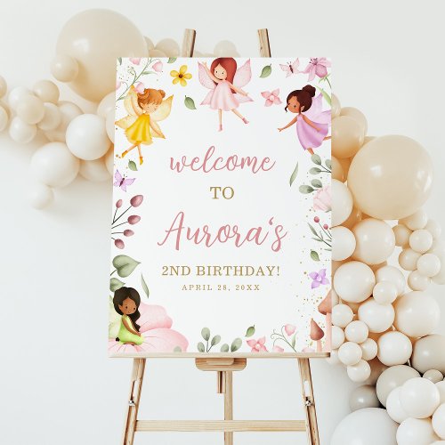 Magical Fairy Floral Birthday Party Welcome Foam Board