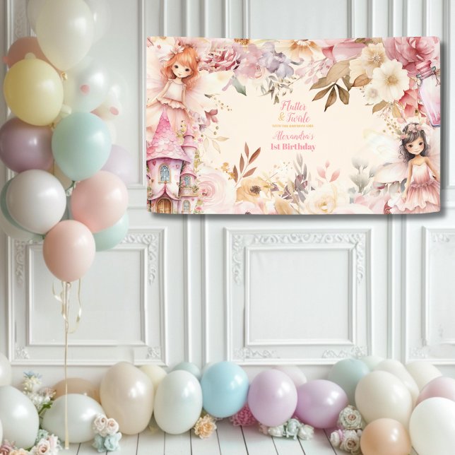 Magical Fairy Floral Garden Pixie 1st Birthday Banner (Creator Uploaded)