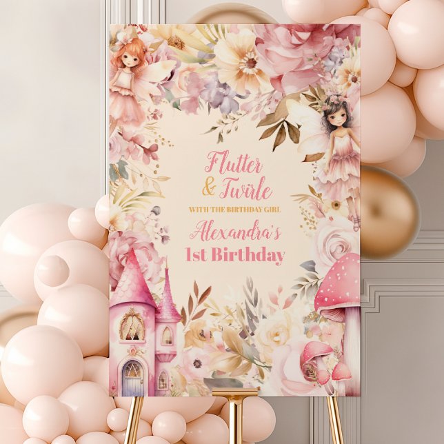 Magical Fairy Floral Garden Pixie 1st Birthday Foam Board (Creator Uploaded)