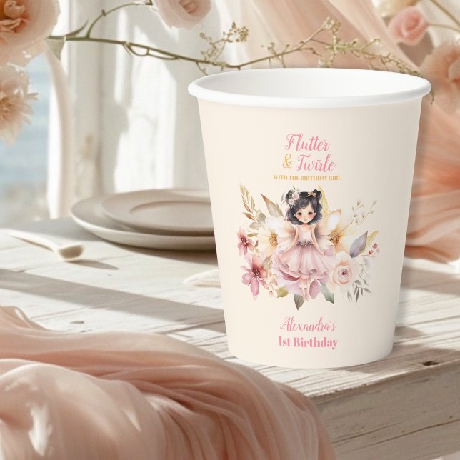 Magical Fairy Floral Garden Pixie 1st Birthday Paper Cups (Creator Uploaded)