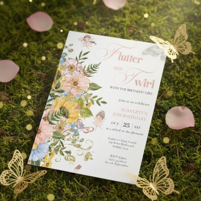 Magical Fairy Floral Garden Pixie Girls Birthday  Invitation (Creator Uploaded)