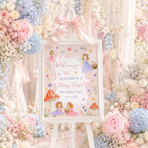 Magical Fairy Floral Girls Birthday Welcome Foam Board