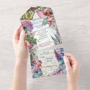 Magical Fairy Forest First Birthday Party All In One Invitation