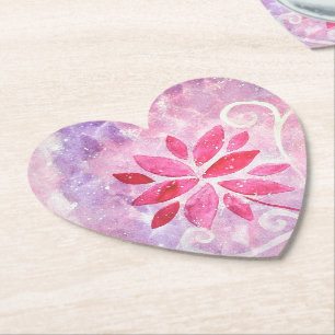 Magical Fairy Garden Birthday Heart Paper Coaster