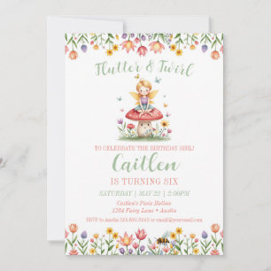 Magical Fairy Garden Birthday Mushroom Flowers Invitation