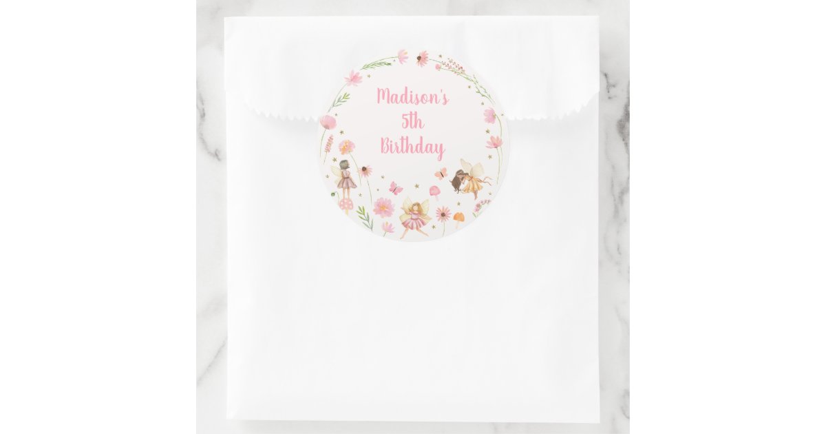 Magical Fairy Garden Floral Birthday Classic Round Classic Round Sticker