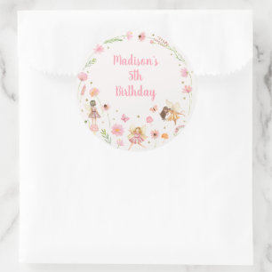 Magical Fairy Garden Floral Birthday Classic Round Sticker