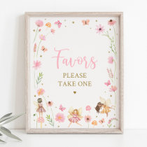 Magical Fairy Garden Floral Birthday Favor Sign