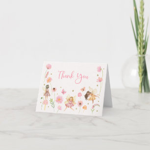 Magical Fairy Garden Floral Birthday Letterpress Thank You Card