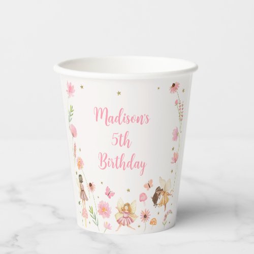 Magical Fairy Garden Floral Birthday Paper Cups