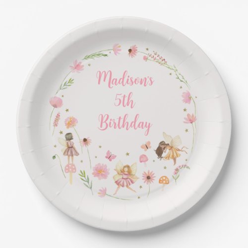 Magical Fairy Garden Floral Birthday Paper Plates