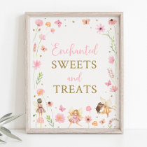 Magical Fairy Garden Floral Birthday Treats Sign