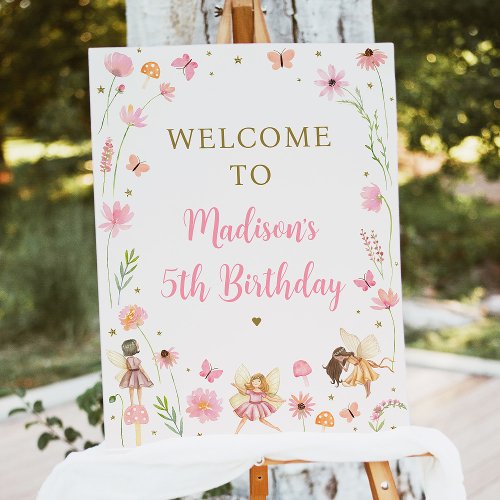 Magical Fairy Garden Floral Birthday Welcome Foam Board