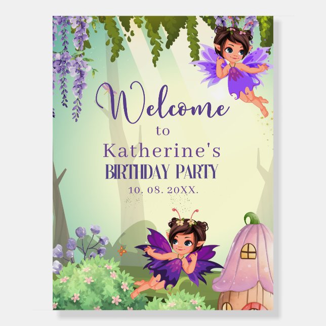 Magical Fairy Garden Girl's Birthday Welcome sign (Front)