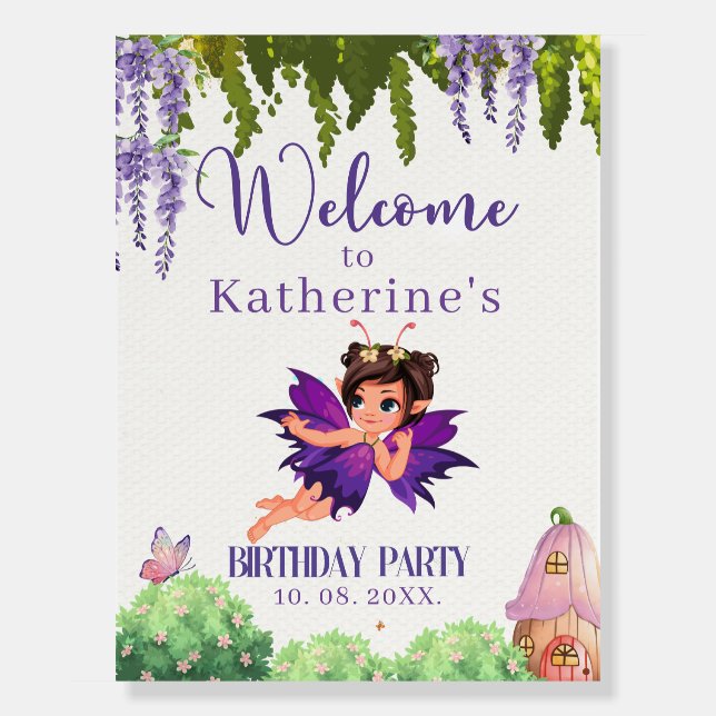 Magical Fairy Garden Girl's Birthday Welcome sign (Front)