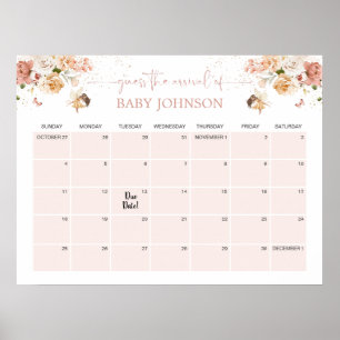 Magical Fairy Garden Guess The Due Date Calendar Poster