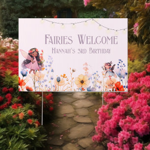 Magical Fairy Garden Pastel Birthday Welcome Sign