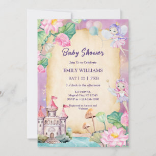 Magical Fairy Garden Princess Castle Baby Shower Invitation