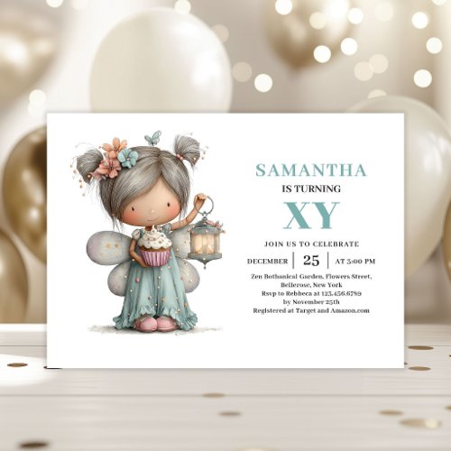 Magical Fairy Girl 1st Birthday Whimsy Cute invite