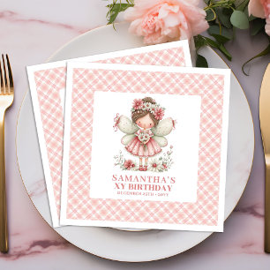Magical Fairy Girl 3rd Birthday Blush Floral  Paper Dinner Napkins
