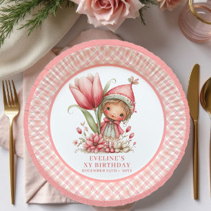 Magical Fairy Girl 3rd Birthday Blush Pink paper  Plates