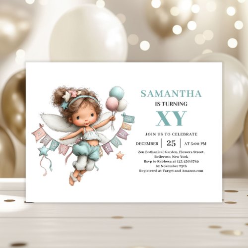 Magical Fairy Girl 7th Birthday Whimsical Cute  Invitation
