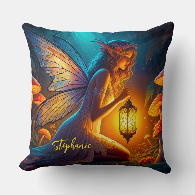 Magical Fairy In The Fantasy Garden  Throw Pillow (Front)
