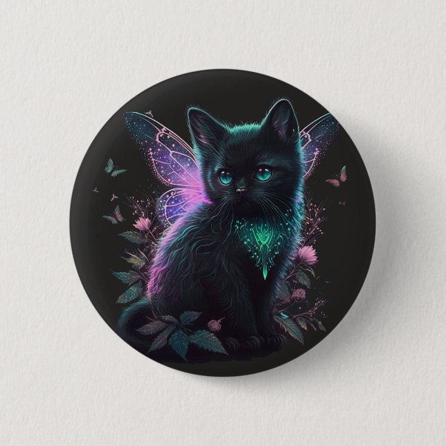 Magical Fairy Kitten Button (Front)