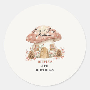 Magical Fairy Mushroom 5th birthday Classic Round Sticker