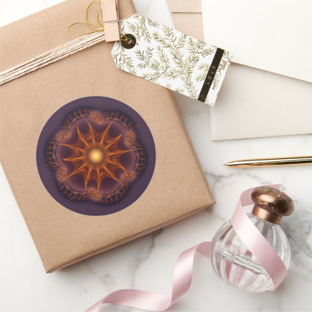 Magical fairy mystical fractal pattern classic round sticker (Gifting)