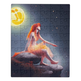 Magical Fairy on Rock-Full Moon Spreads Fairy Dust Jigsaw Puzzle