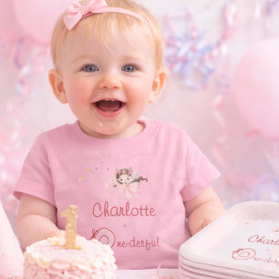 Magical Fairy One-derful Blush Girls 1st Birthday Baby T-Shirt