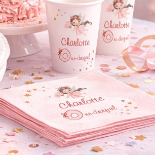 Magical Fairy One-derful Blush Girls 1st Birthday Napkins