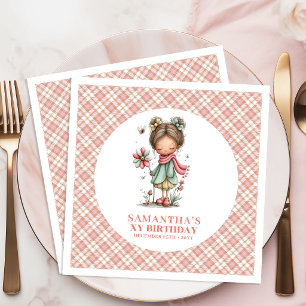 Magical Fairy Pink Floral 3rd Birthday Party  Paper Dinner Napkins