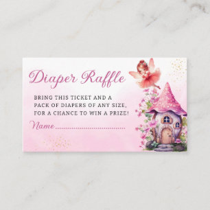 Magical Fairy Pink Floral Garden Diaper Raffle Enclosure Card