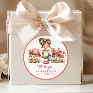 Magical Fairy Pink Floral Girl Birthday Thank You Classic Round Sticker