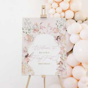 Magical Fairy Pink Floral Girls Birthday Foam Board