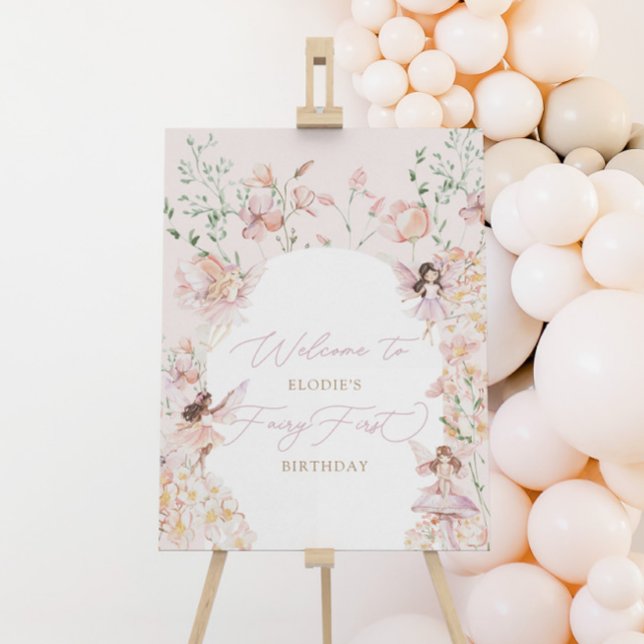 Magical Fairy Pink Floral Girls Birthday Foam Board (Creator Uploaded)