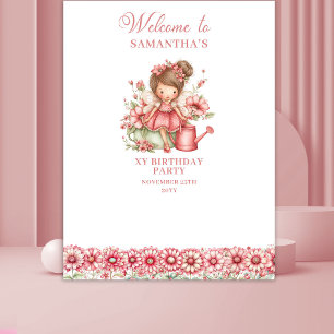 Magical Fairy Pink Flowers 4th Birthday Backdrop