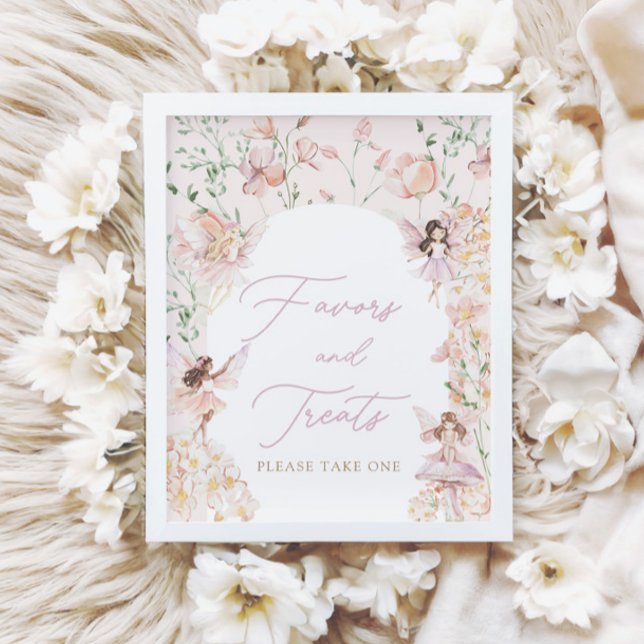 Magical Fairy Pink Girls Favors and Treats Sign (Creator Uploaded)