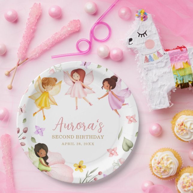 Magical Fairy Princess Enchanted Garden Birthday Paper Plates (Party)