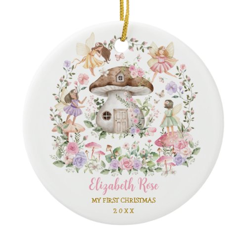 Magical Fairy Princess Girl Baby 1st Christmas Ceramic Ornament