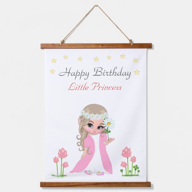 Magical Fairy Princess Girl Birthday Party Hanging Tapestry (Front)
