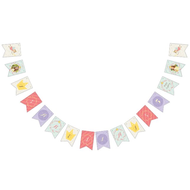 Magical Fairy Princess Girl's Name Birthday Photo Bunting Flags (All)