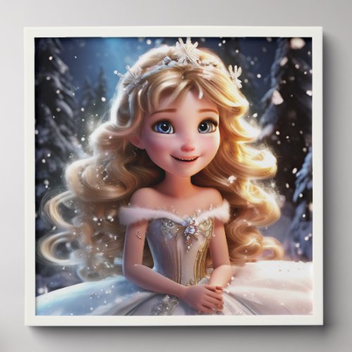 Magical fairy princess long hair glitter tiara peel and stick photo tile